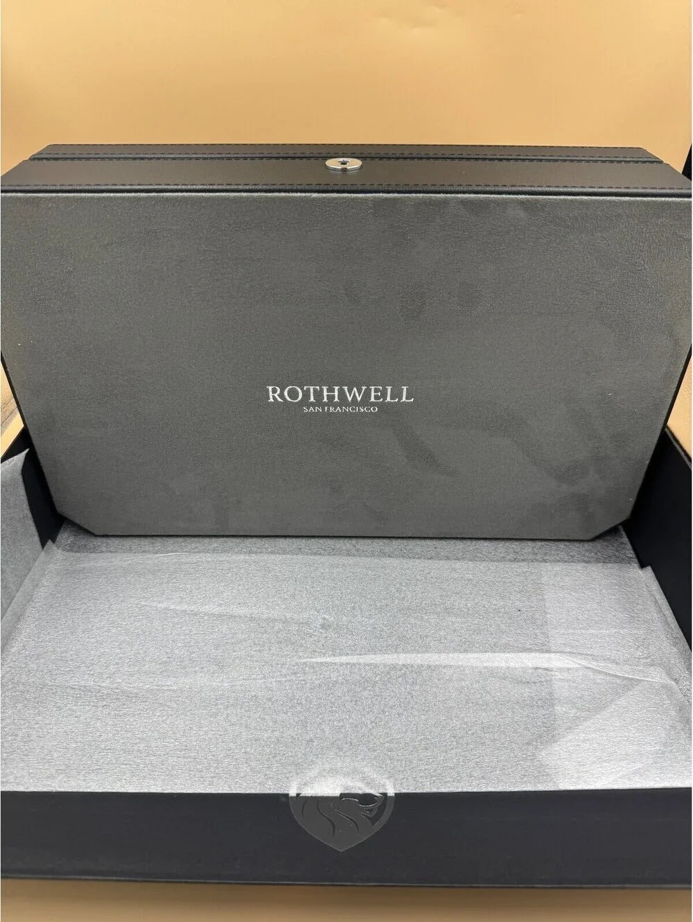 ROTHWELL 12 Slot Watch Box Black / Grey Locking Glass Top Display Case - Near Mi